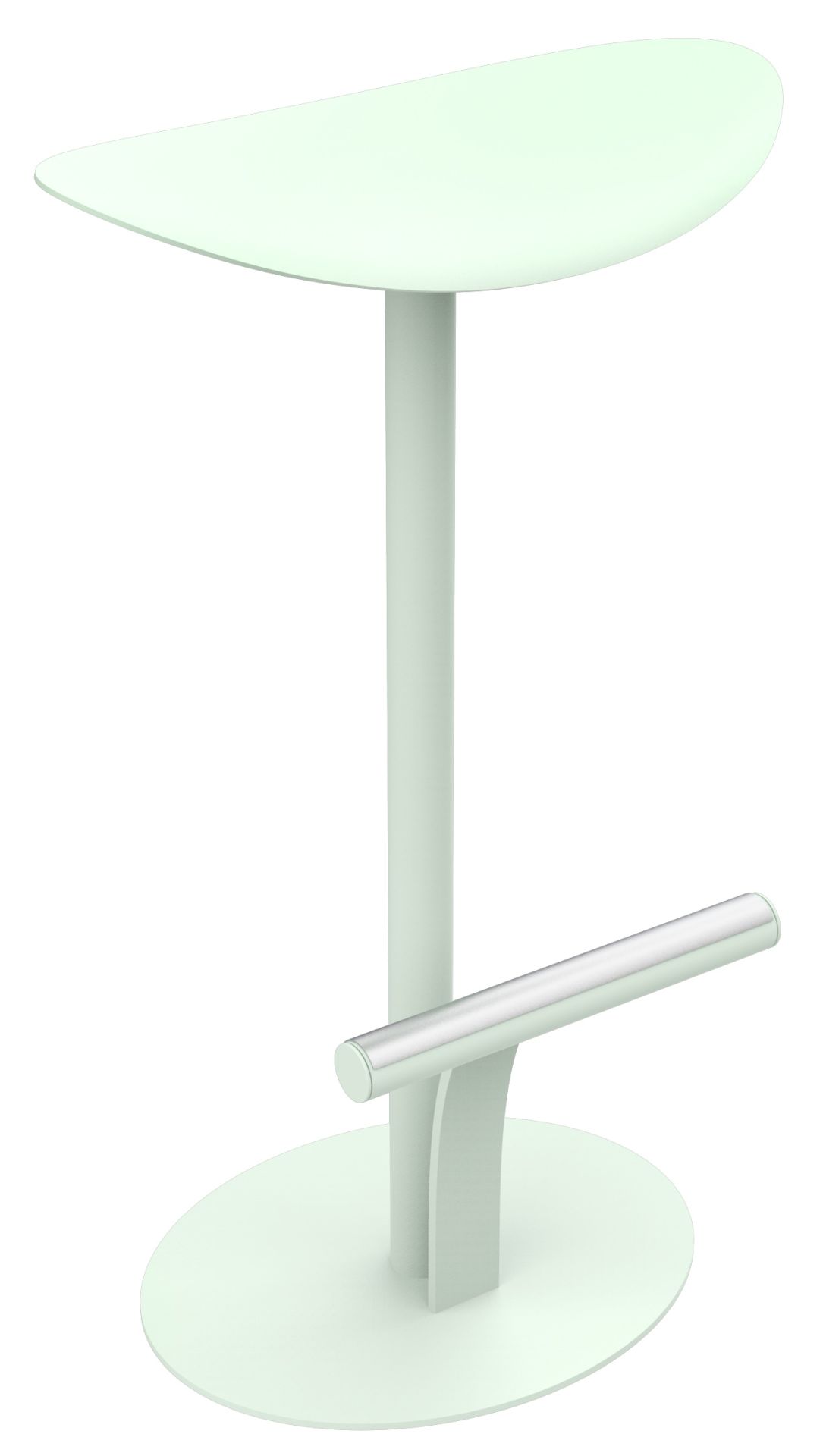 Bolder Barhocker von Fermob für den Außenbereich, hellgrüner, moderner Design Hocker mit Fußstütze.