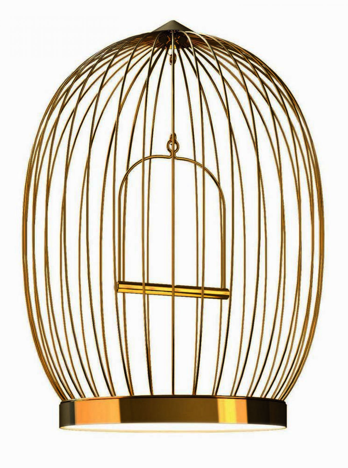 Twee T. Hängeleuchte von Casamania Horm, goldfarbene Vogelkäfig-Lampe für moderne Innenräume, exklusives Design.