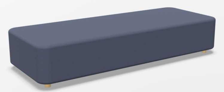 Mezza Sitzelement von Cascando, modernes, blaues Sofa mit abgerundeten Ecken und Holzfüßen.