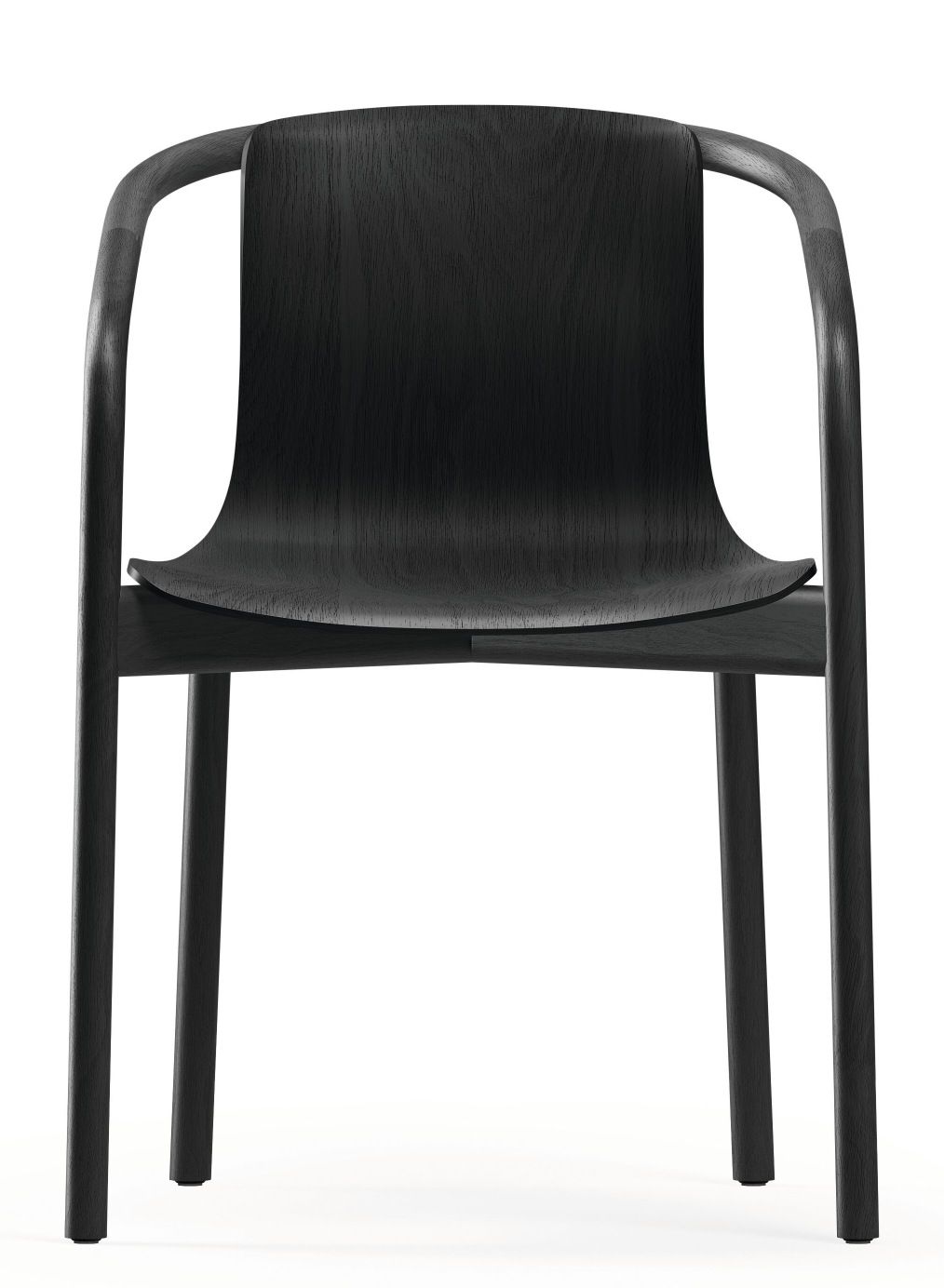 Osuu Chair von Walter Knoll, moderner Holzstuhl in Schwarz, Frontansicht für Esszimmer oder Büro.