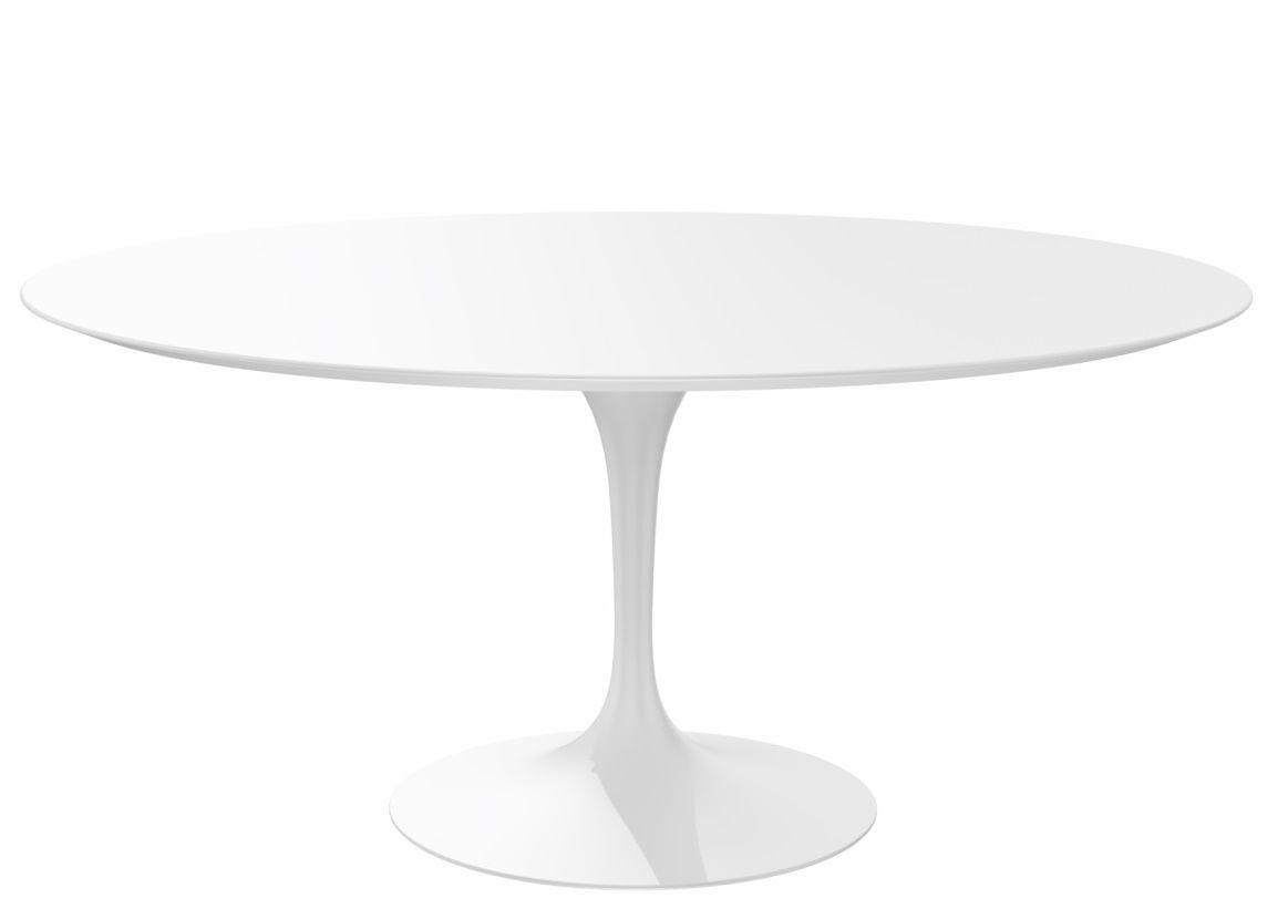 Weißer, runder Saarinen Esstisch von Knoll International mit tulpenförmigem Fuß, Durchmesser 152 cm.