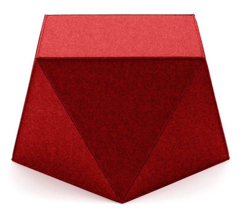 Roter Diamond Hocker von HEY-SIGN by BWF Group, moderner Sitzhocker aus Filz.