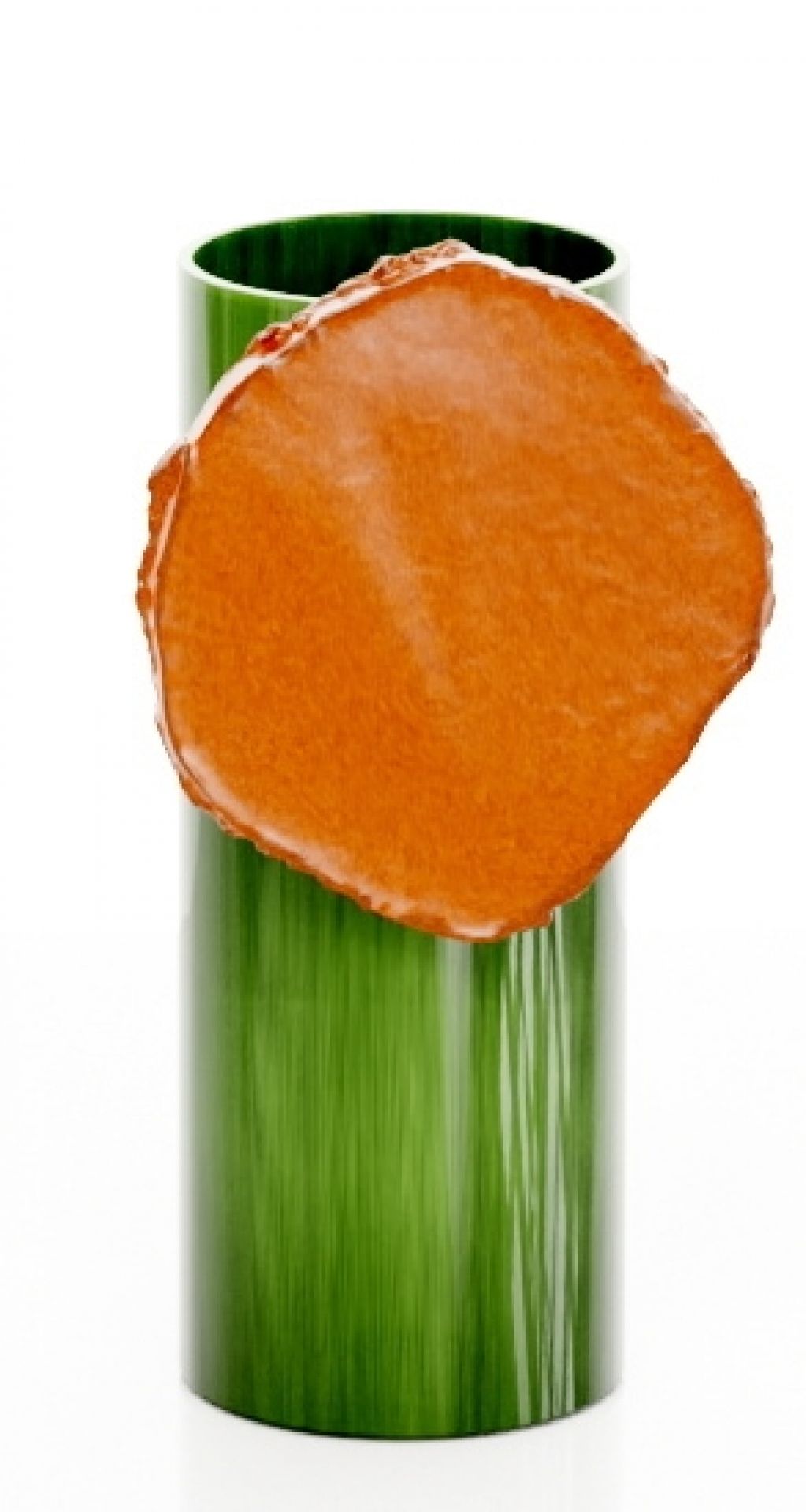 Grüne Vitra Vase Découpage mit Blatt-Dekor, moderne Design-Vase für Blumen und Dekoration.