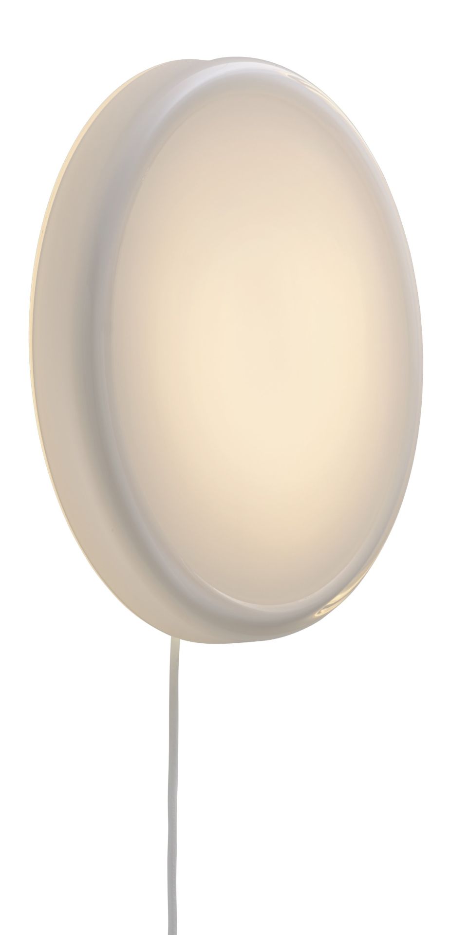 Muuto Looped Wandleuchte/Deckenleuchte, runde, weiße Lampe mit Kabel für Schlafzimmer und Wohnzimmer.