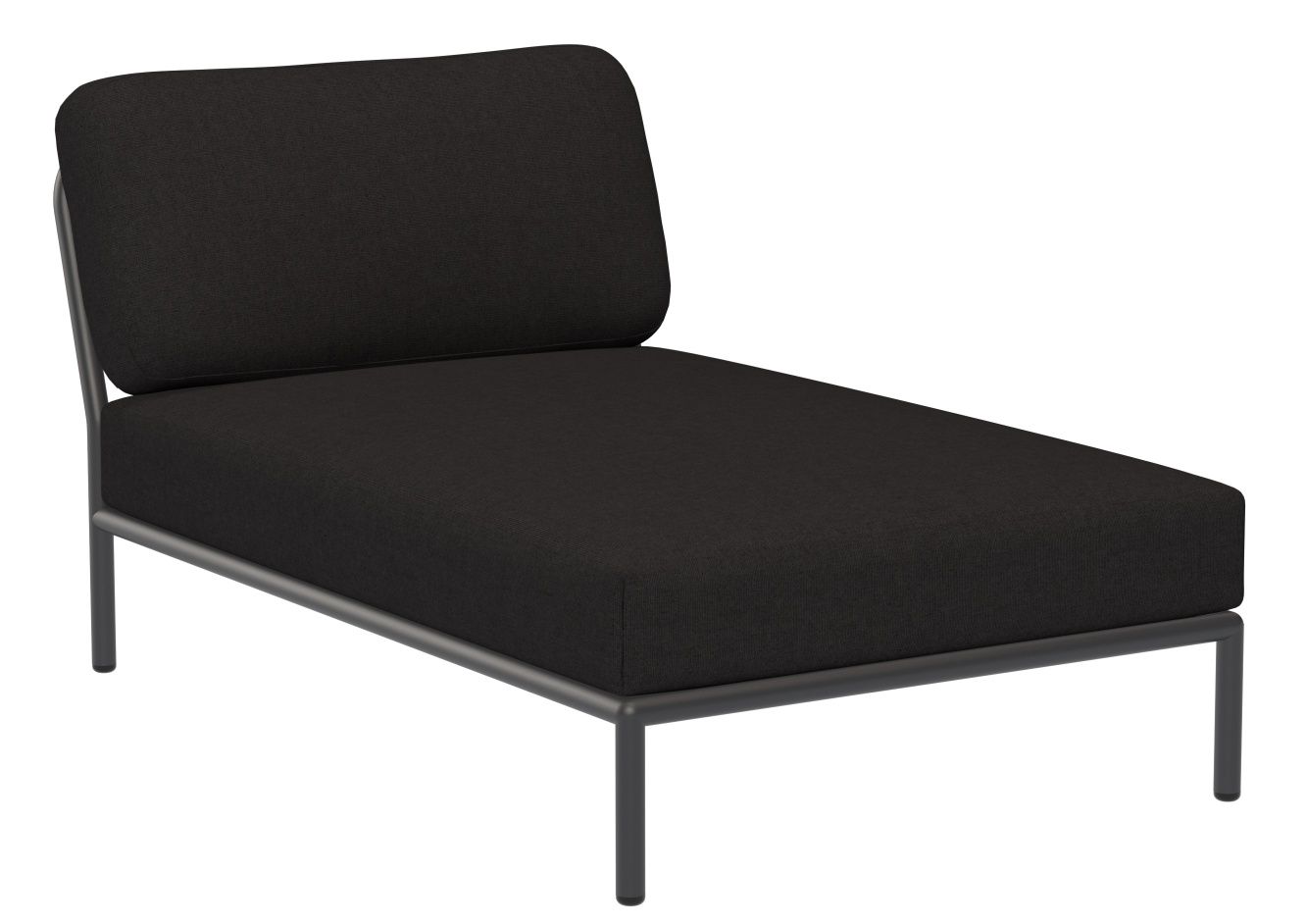 Houe Level Chaiselongue: Schwarzer Outdoor Sessel mit minimalistischem Design und komfortabler Liegefläche für den Garten.