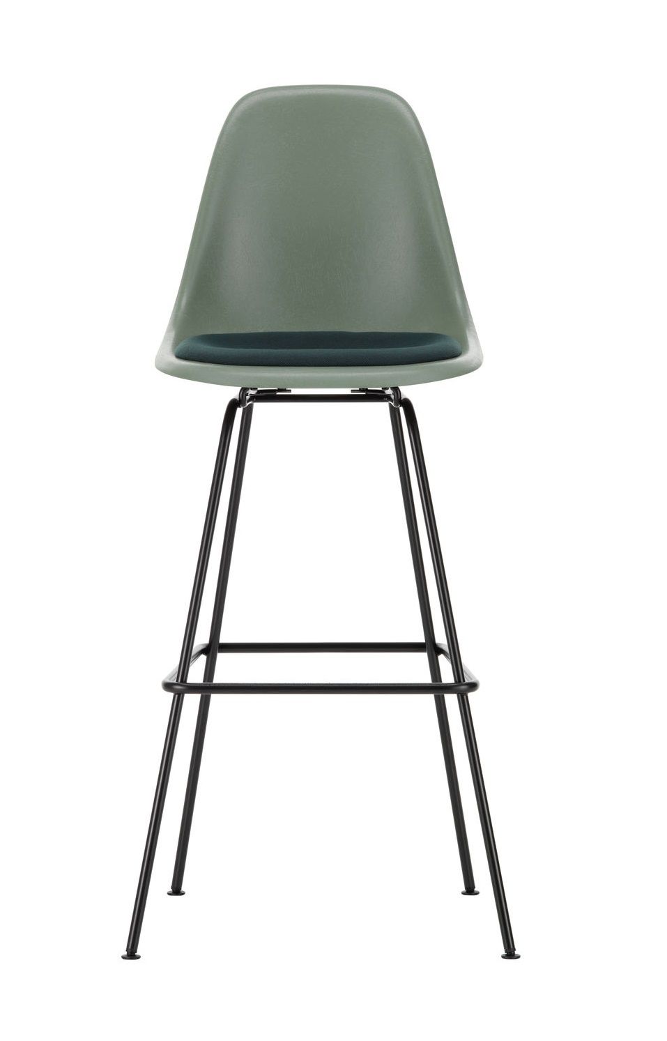 Eames Fiberglass Bar Stool High barkruk met zitkussen Vitra