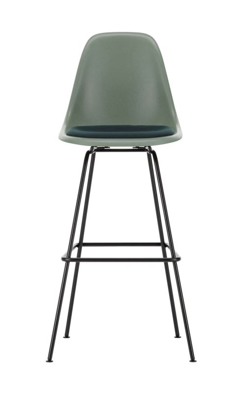 Eames Fiberglass Bar Stool High barkruk met zitkussen Vitra