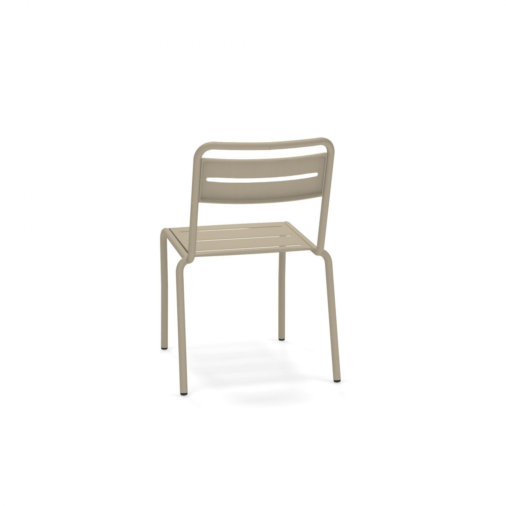 Rückansicht des beigen Emu Star Stuhls, ideal für Garten, Terrasse und Balkon.