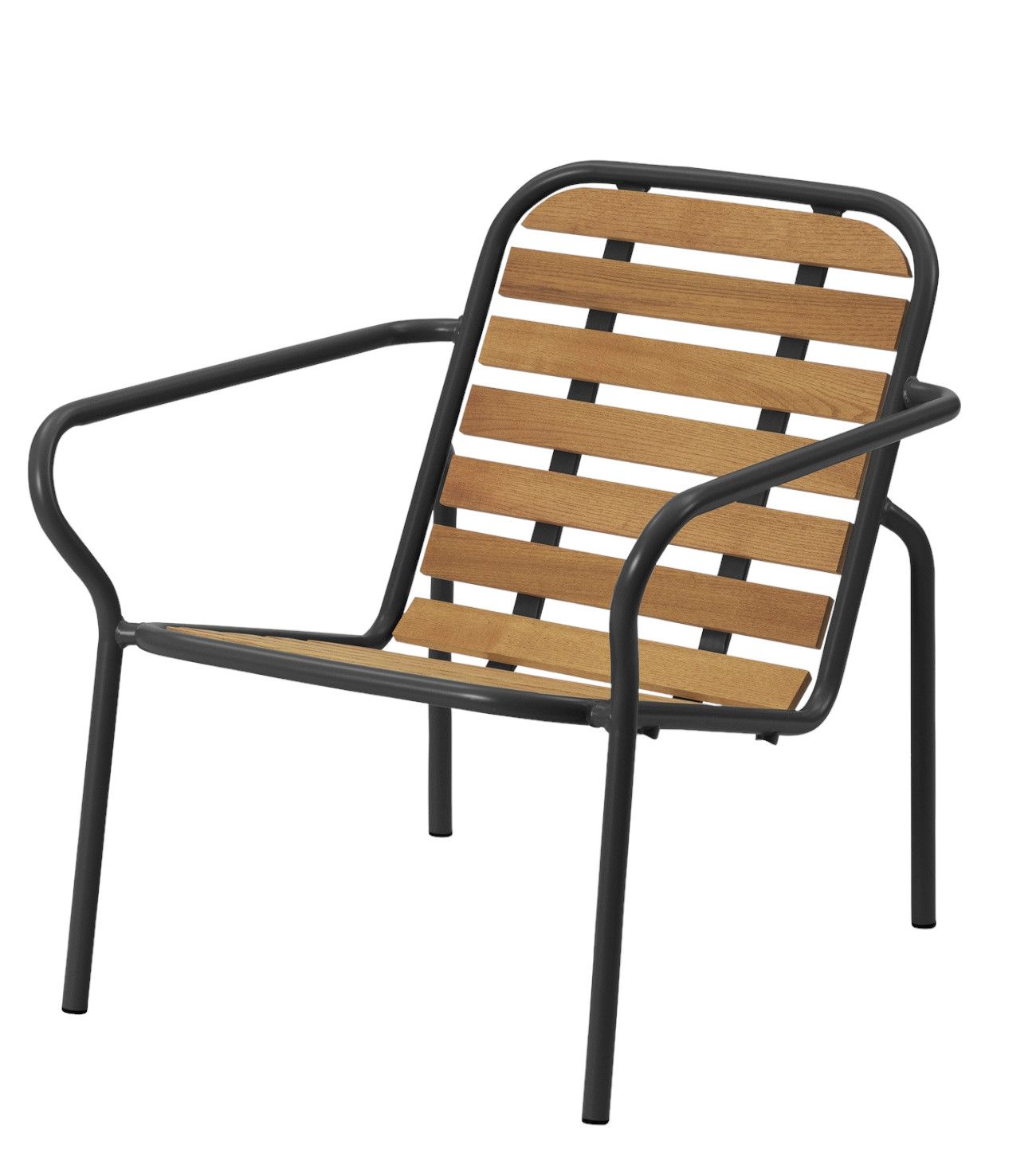 Vig Lounge Chair Wood Sessel von Normann Copenhagen für den Außenbereich, Holzlatten und Stahlgestell.