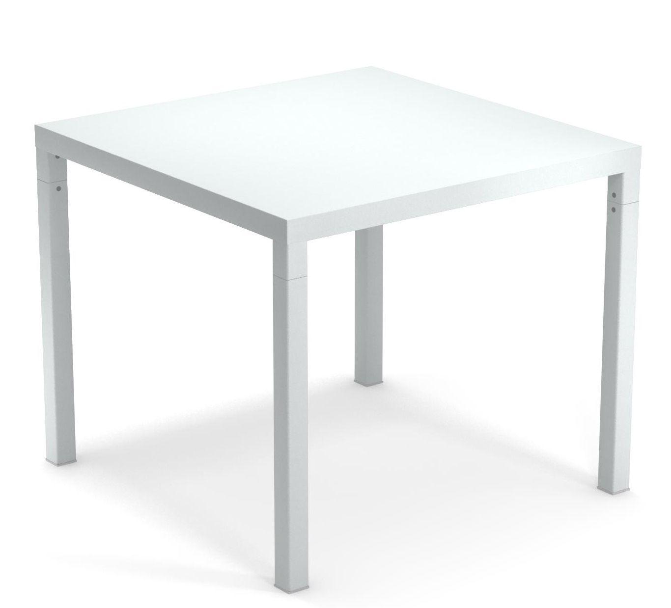 Weißer Nova Tisch Outdoor von Emu, quadratisch, aus Metall, für Garten, Terrasse und Balkon.
