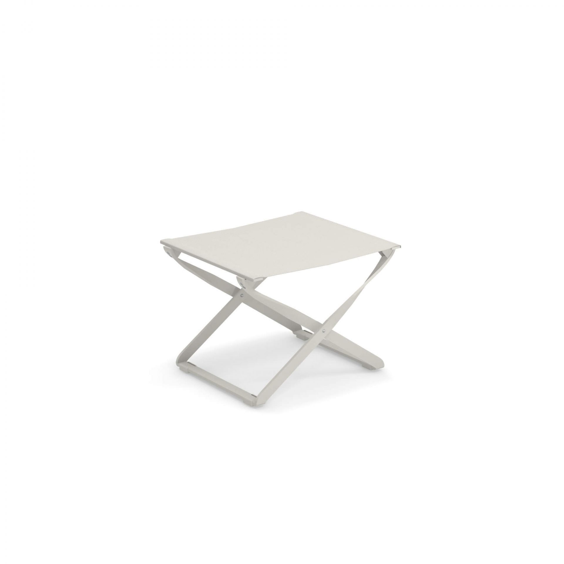 Weißer Ciak Outdoor Hocker von Emu, klappbar, für Garten und Terrasse. Praktischer, leichter Sitzhocker.