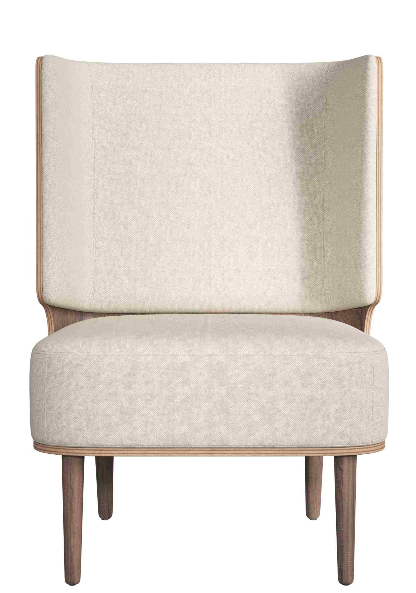 Serena Lounge Chair Sessel mit Eiche dunkel gebeizt und Sweet Vanilla Bezug.