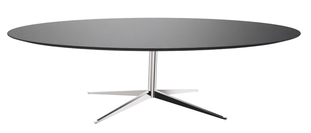 Florence Oval Table von Knoll International mit grauer Tischplatte und verchromtem Fuß.