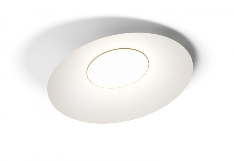 Weiße Kate Deckenleuchte mit runder Form und warmem Lichtschein, modernes Design.
