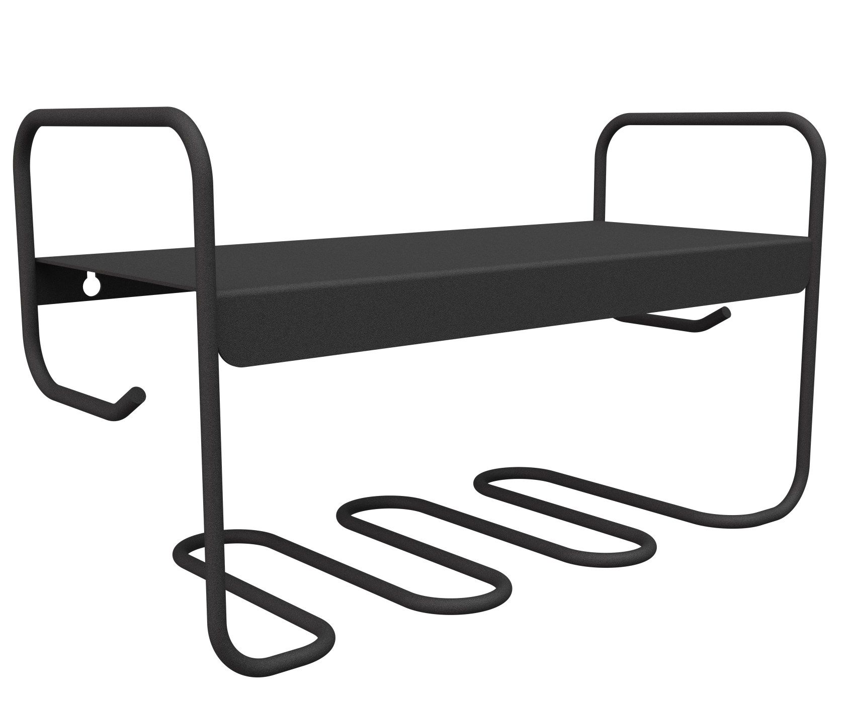 Schwarzes Picolino Wandregal von Fermob, geeignet für Innen- und Außenbereiche, modernes Design mit Ablage und Halterung.
