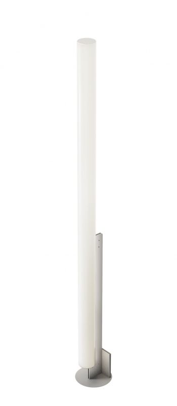 Model T Stehleuchte Inox: Moderne Stehlampe mit zylindrischem Lampenschirm und Edelstahlfuß für Wohnzimmer und Büro.