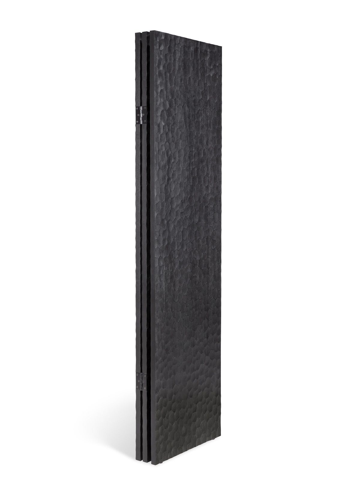 Schwarzer Ethnicraft Raumteiler aus Mahagoni-Holz mit strukturierter Oberfläche, ideal für stilvolle Raumgestaltung und Privatsphäre.