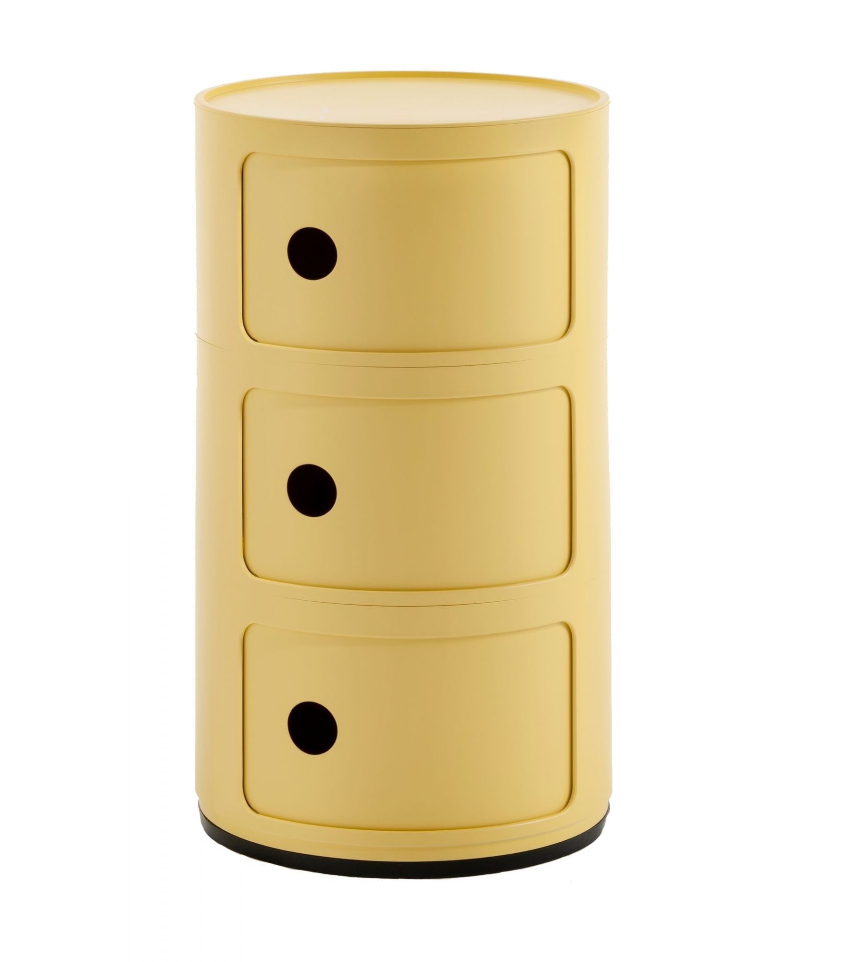 Cremefarbener Componibili BIO 3er Turm von Kartell: Moderner Nachttisch mit drei Fächern.