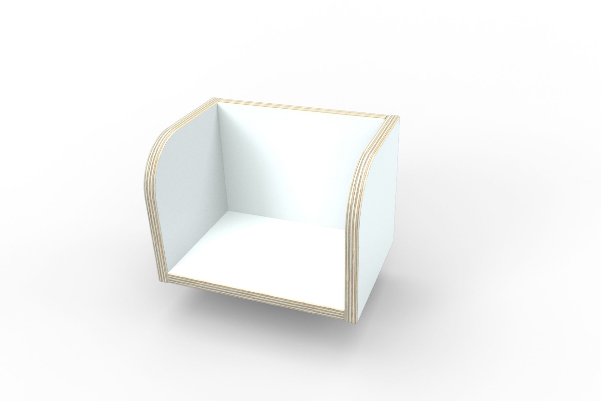 Growing Table Regalsystem: Einzelnes, weißes Regalelement aus Holz, Teil des 9-teiligen Sets.