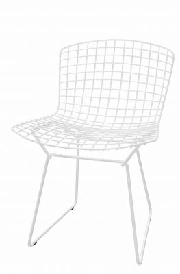 Weißer Bertoia Stuhl von Knoll International für den Außenbereich, Drahtstuhl, Designklassiker.