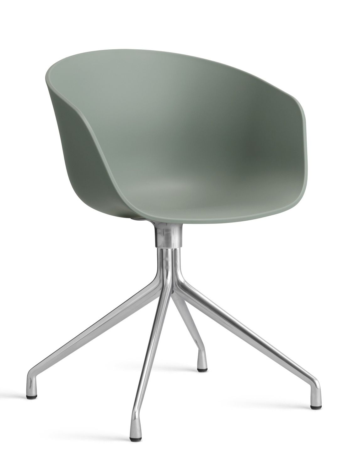About A Chair AAC20 von Hay, Bürostuhl mit Armlehne und Drehgestell aus Aluminium, grüne Sitzschale.