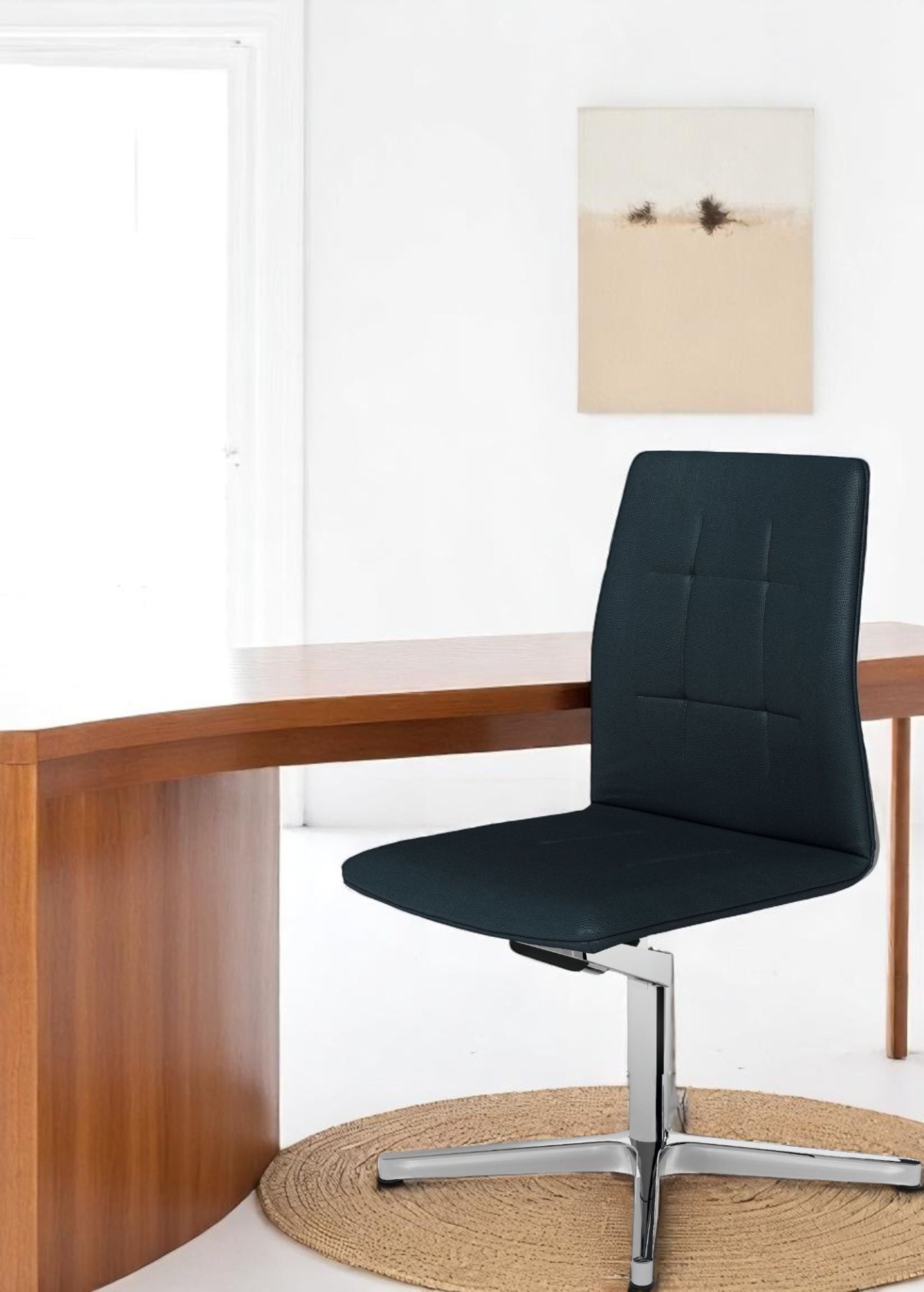 Walter Knoll Leadchair Evo Bürostuhl mit Lederbezug und Viersternfuß aus Chrom.