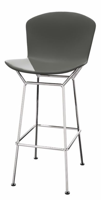 Grauer Bertoia Barhocker von Knoll International mit verchromtem Gestell für die Theke.