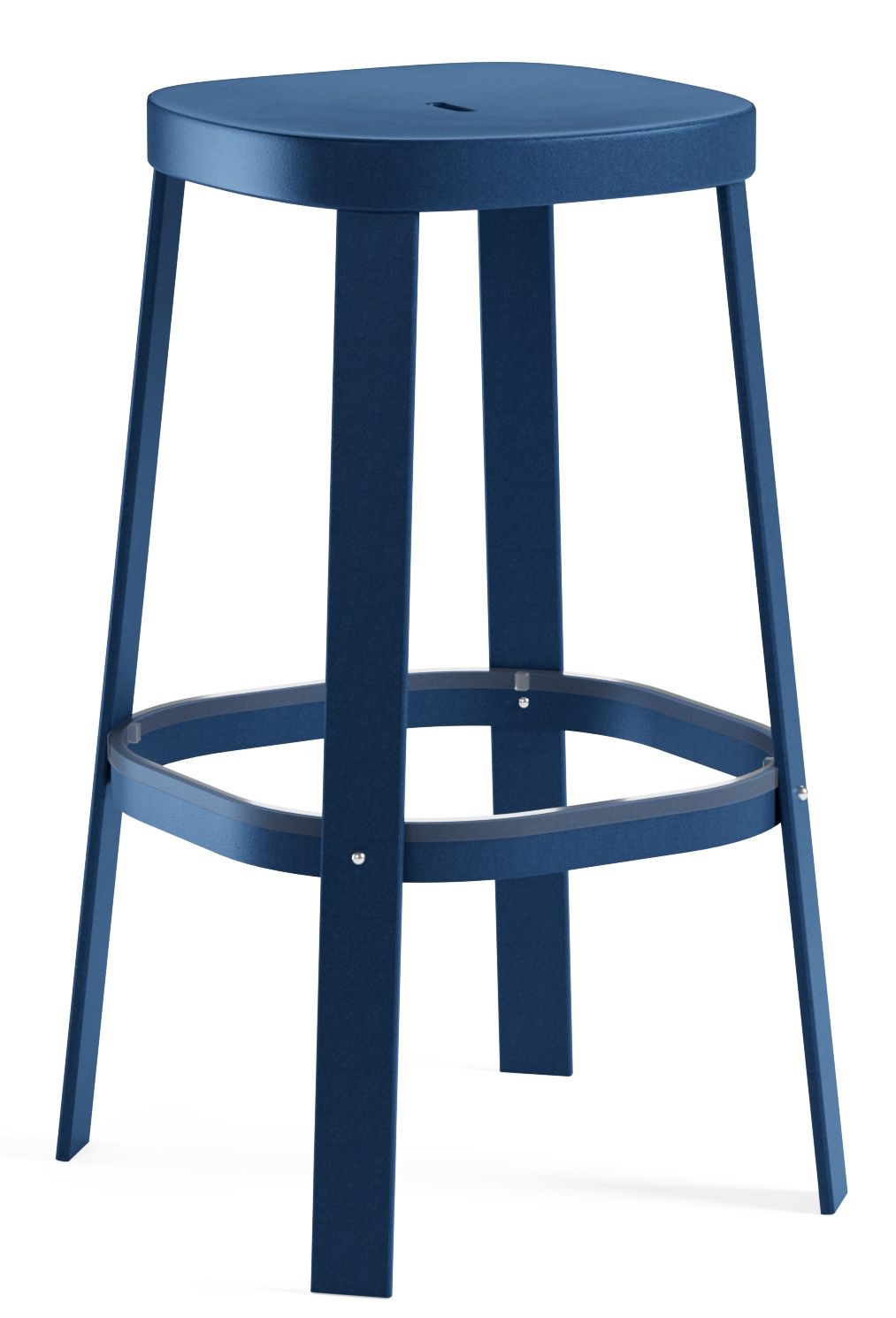 Blauer Thor Barstuhl von Emu für den Außenbereich, moderner Metall-Barhocker mit Fußstütze.
