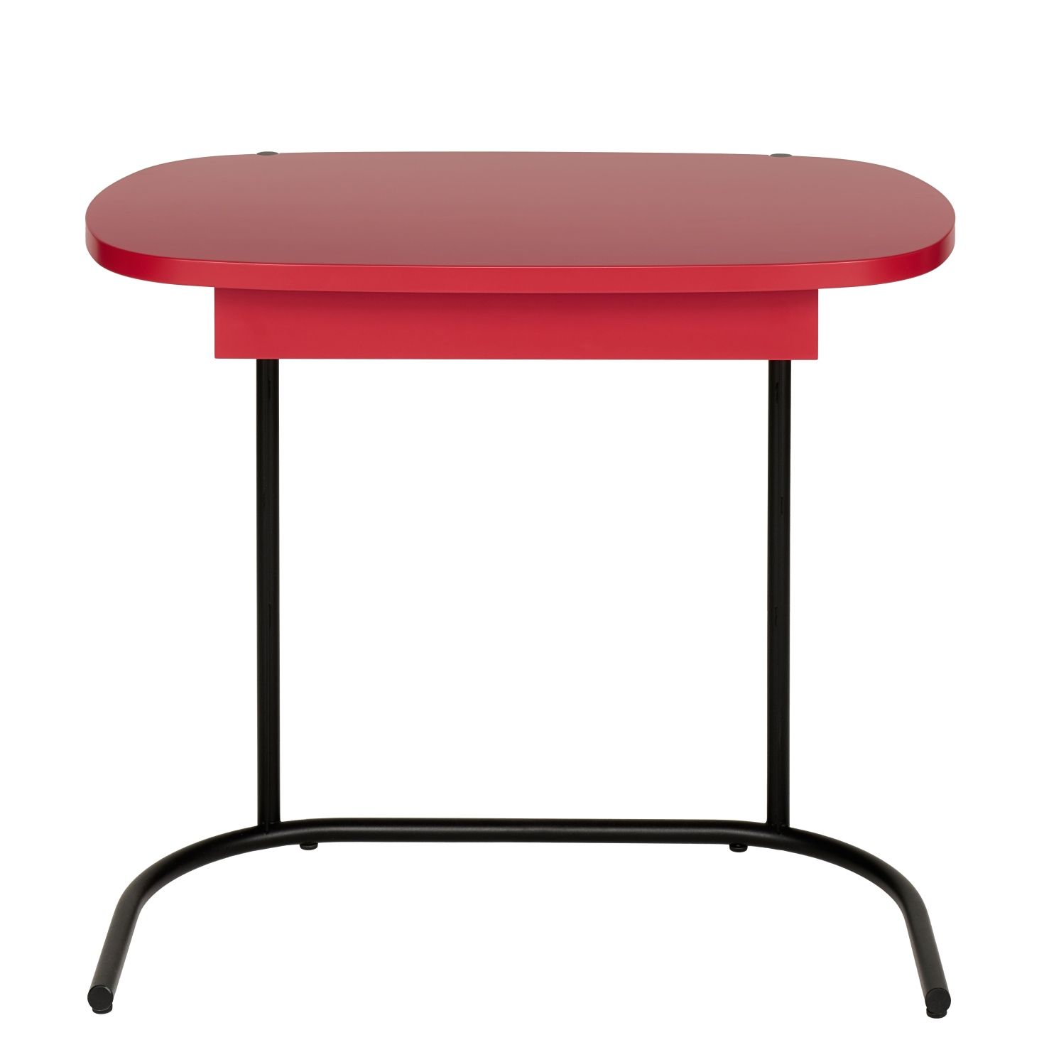 Roter Schönbuch Tori Sekretär Schreibtisch mit schwarzem Metallgestell, ideal für kleine Arbeitsbereiche.