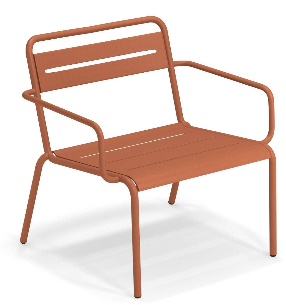 Star Lounge Chair Sessel Outdoor Emu aus orangefarbenem Metall, ideal für Garten und Terrasse.