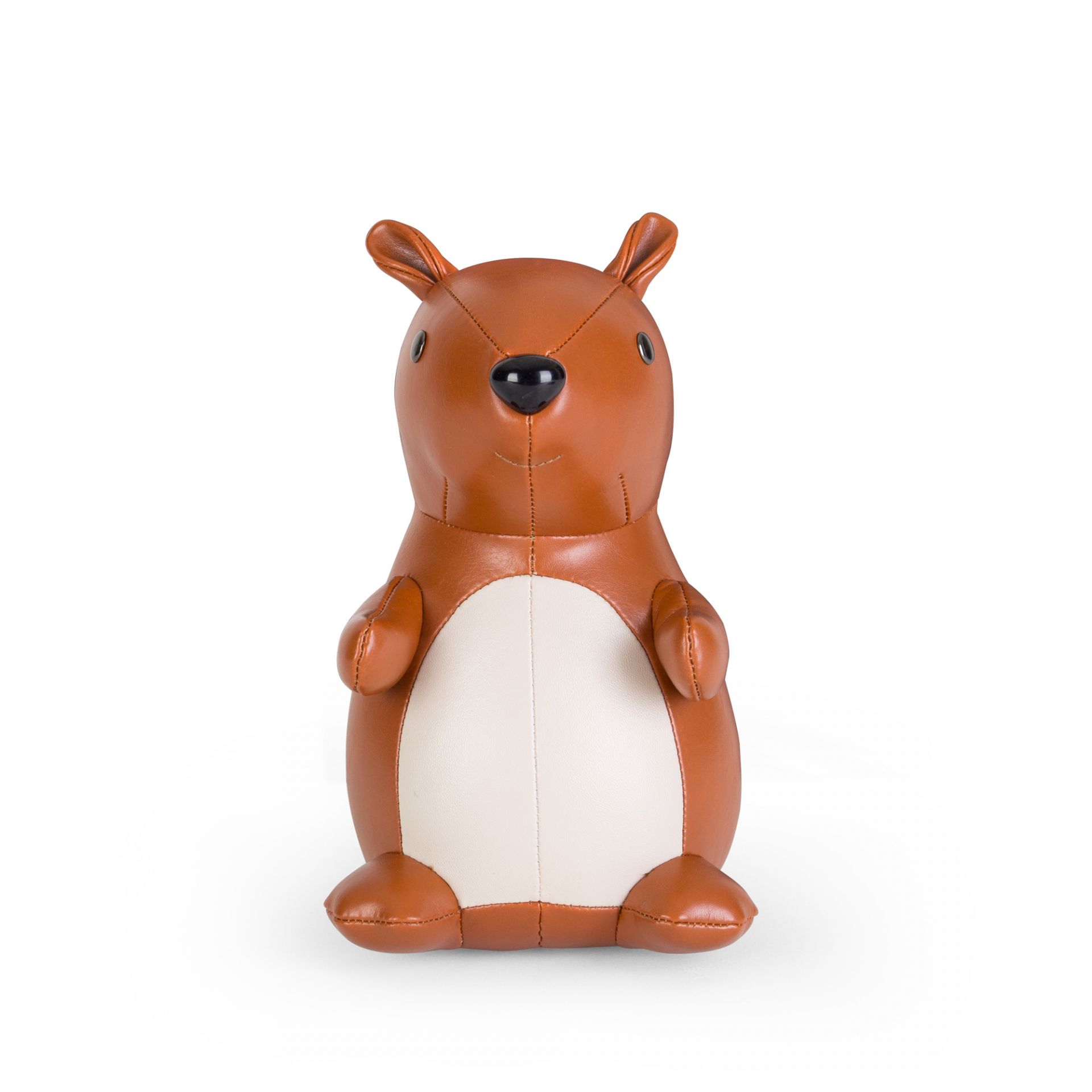Buchstütze in Eichhörnchen-Form, tan und weiß, von Züny. Dekorative Buchstütze für Kinderzimmer und Wohnbereich.