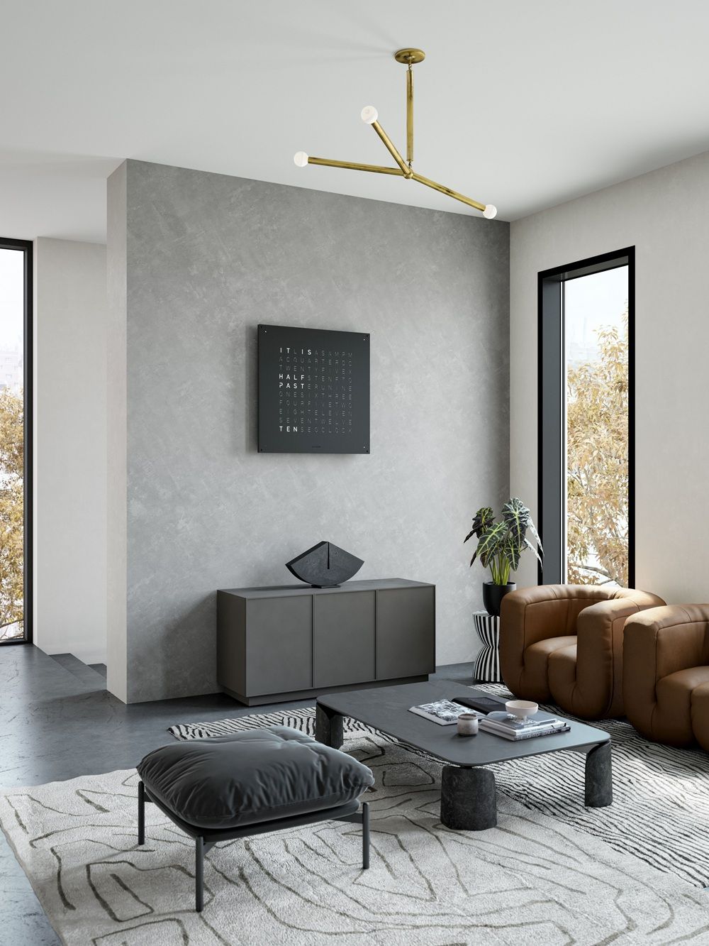 Earth 90 Steel Series Wandklok / Tijdsobject Duits QLOCKTWO