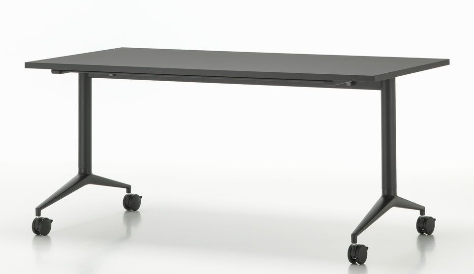 Vitra MedaMorph Klapptisch in Anthrazit mit Rollen, ideal als flexibler Arbeitstisch für Büro.