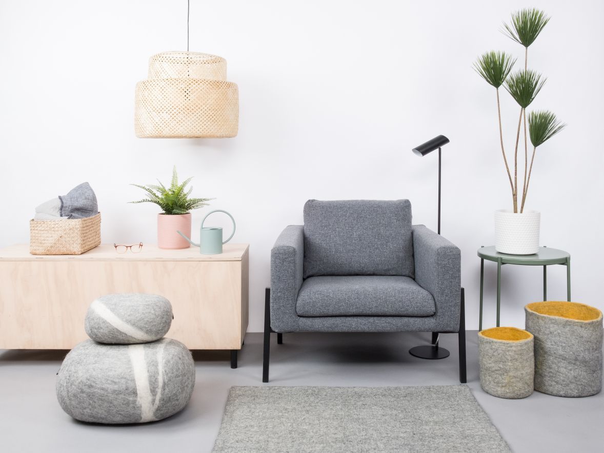 Mono rechthoekig viltkleed 160 x 230 cm myfelt Carl (grau gemêleerd)