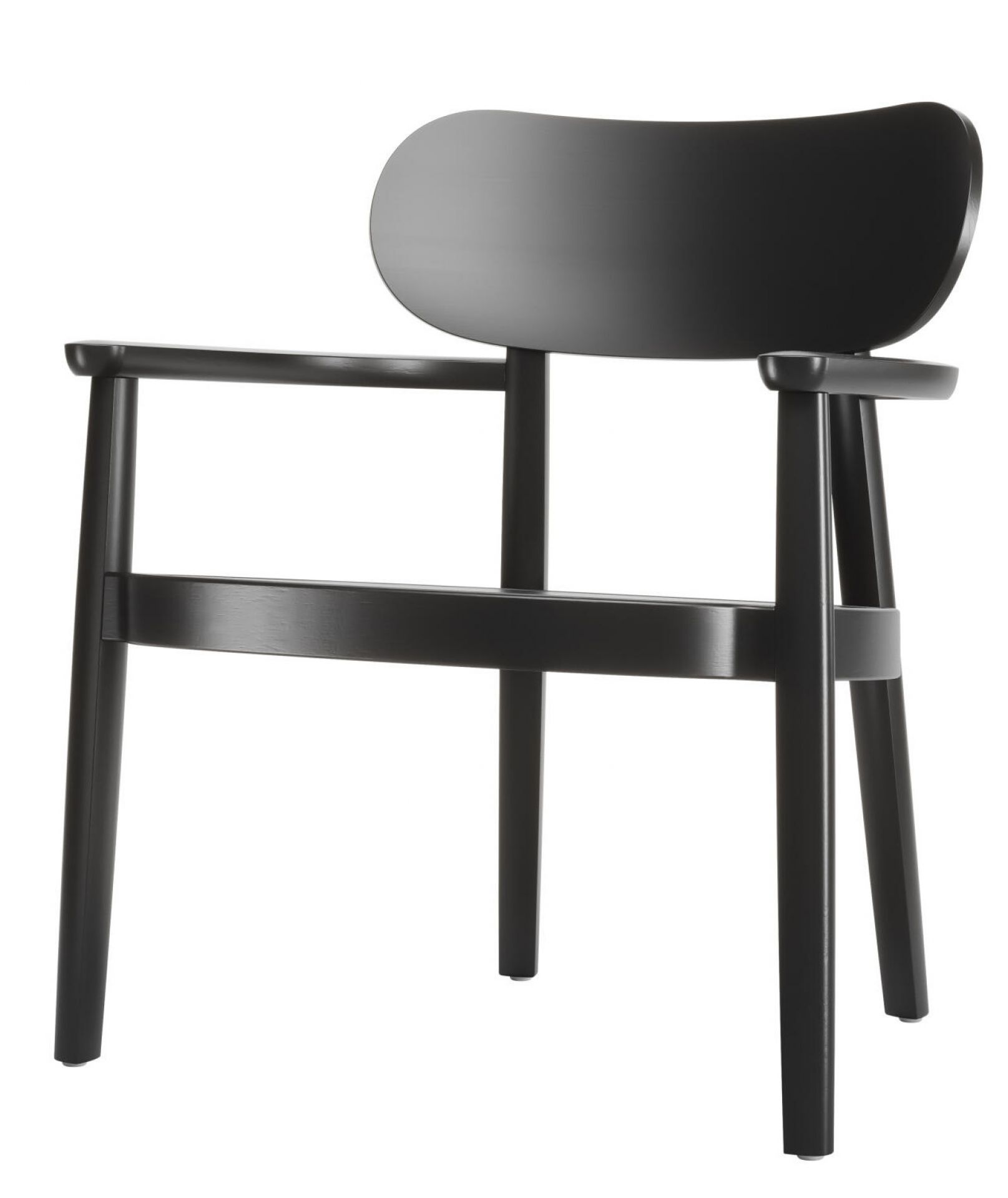 Schwarzer Holzsessel mit Armlehnen, Modell 119 MF Thonet, moderne Sitzgelegenheit für Wohnzimmer und Esszimmer.