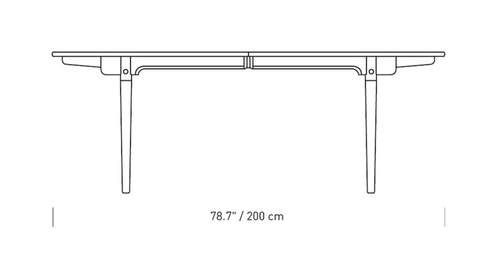 CH338I/CH339 Einlegeplatte für Carl Hansen & Søn Esstisch, technische Zeichnung mit Maßen.