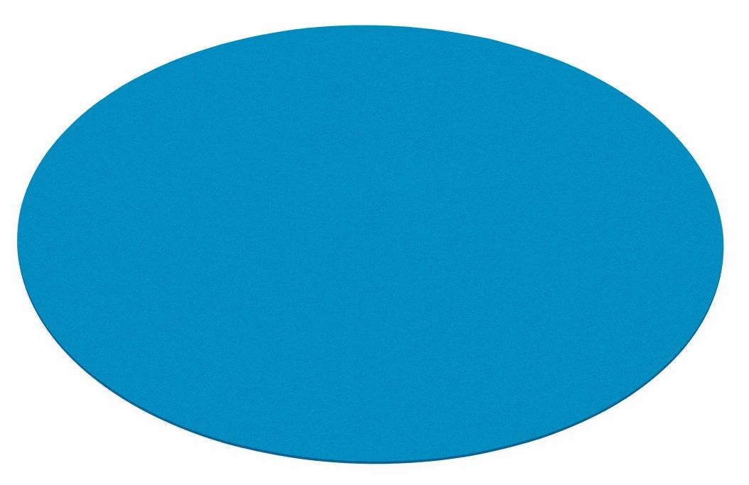 Blauer, runder Teppich Bigdot von HEY-SIGN by BWF Group, moderner Wollfilzteppich für Wohnzimmer.