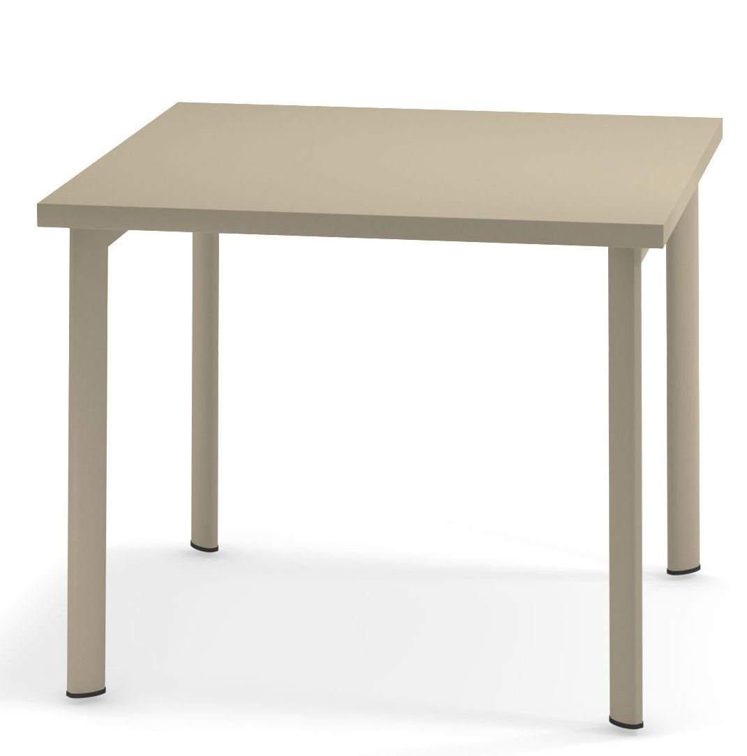 Emu Star Tisch Outdoor, quadratischer Gartentisch aus Metall in Taupe, ideal für Terrasse und Balkon.