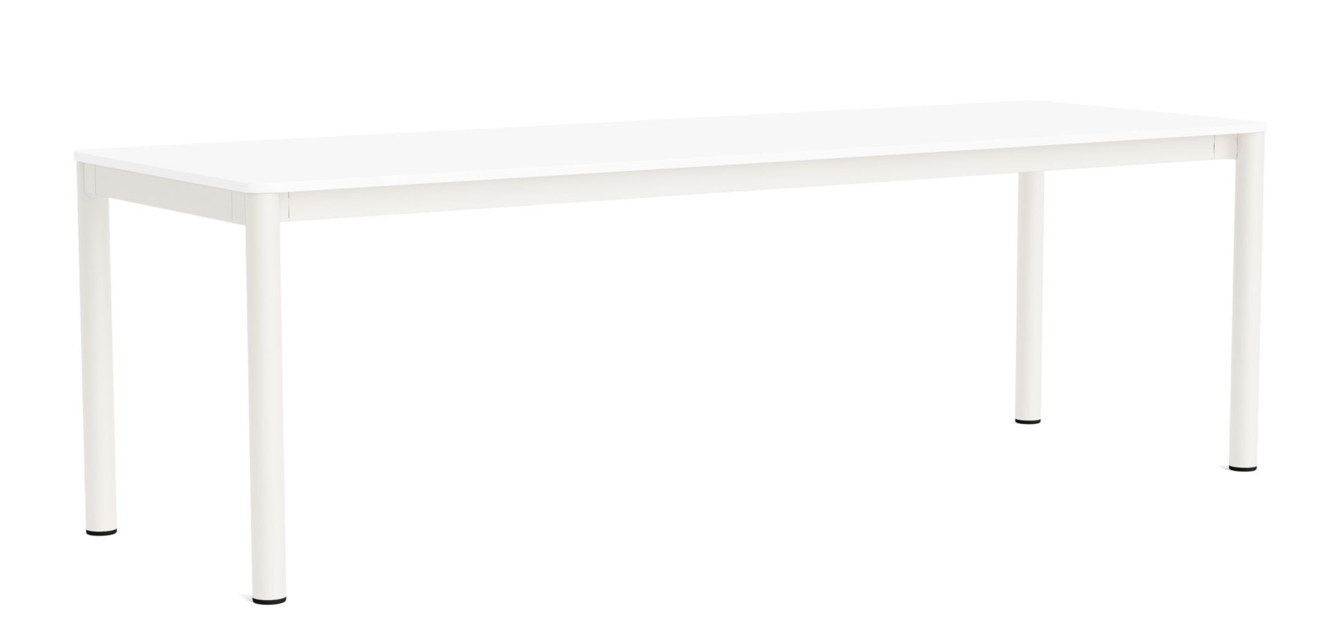 Weißer Annex Esstisch von Hay mit minimalistischem Design und rechteckiger Tischplatte auf vier Beinen.