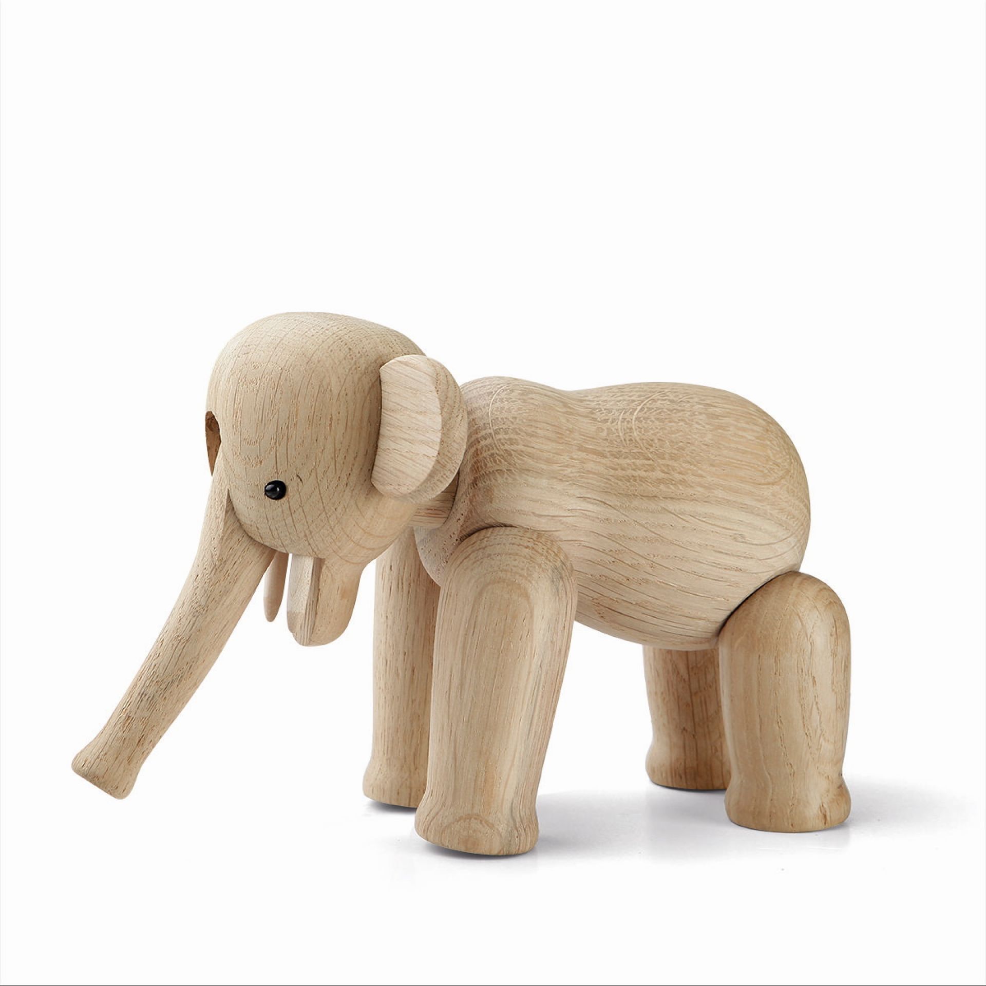 Miniatur Holz Elefant Figur von Kay Bojesen, helles Holz, Dekoration und Spielzeug.