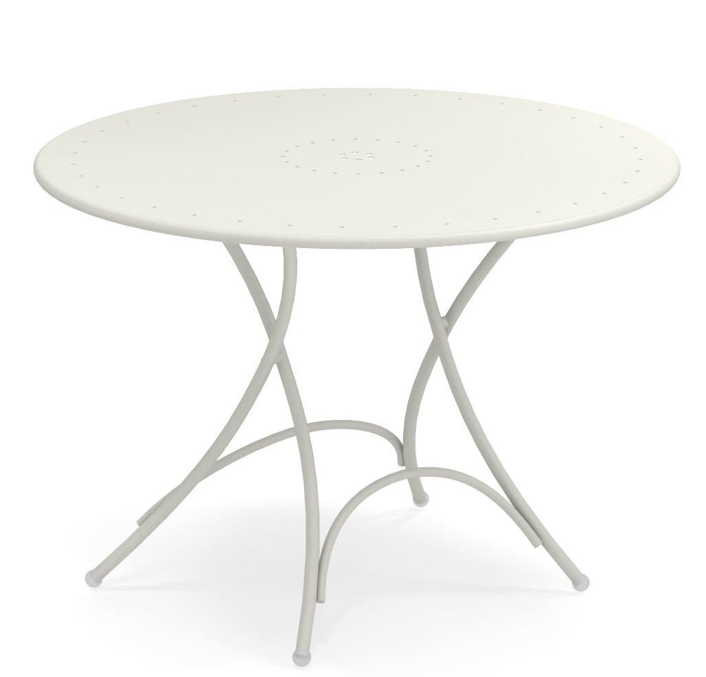 Pigalle Klapptisch Outdoor Emu, runder Gartentisch aus Metall in Weiß für Terrasse und Balkon.