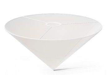 Weißer, konischer Lampenschirm für Vitra Potence Wandleuchte, Abat-Jour Conique, Detailansicht.