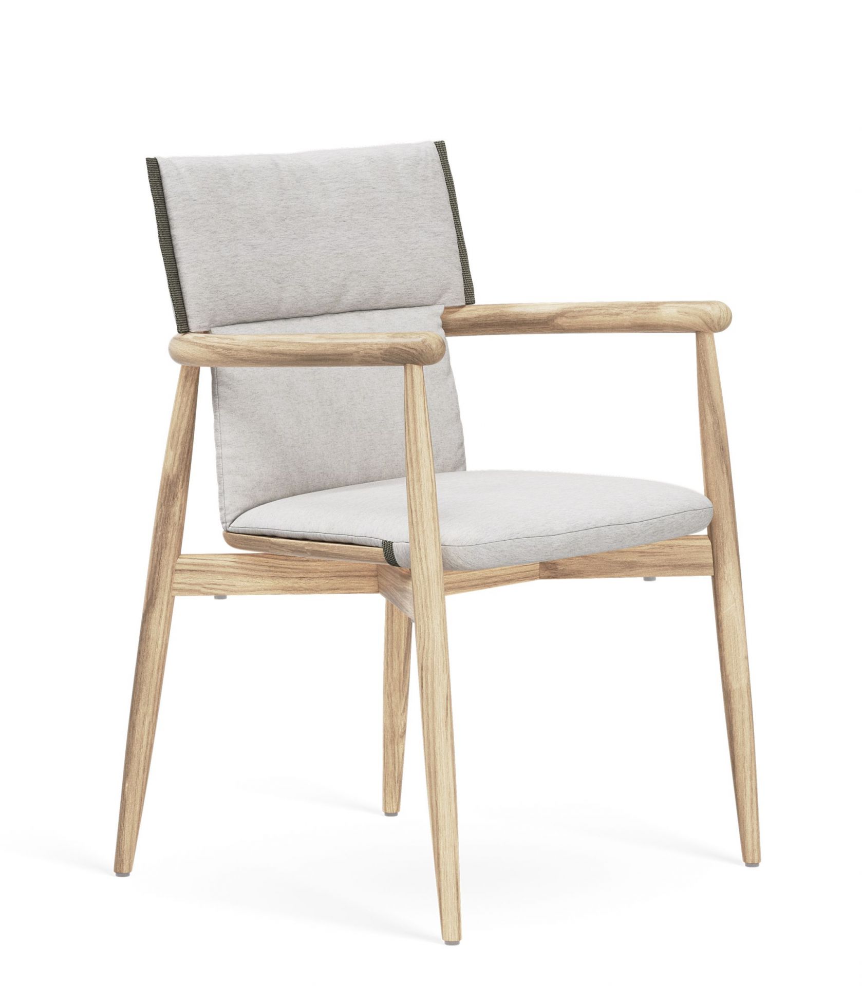 CU E008 Embrace Stuhl Outdoor mit hellgrauem Sitzkissen von Carl Hansen & Søn.