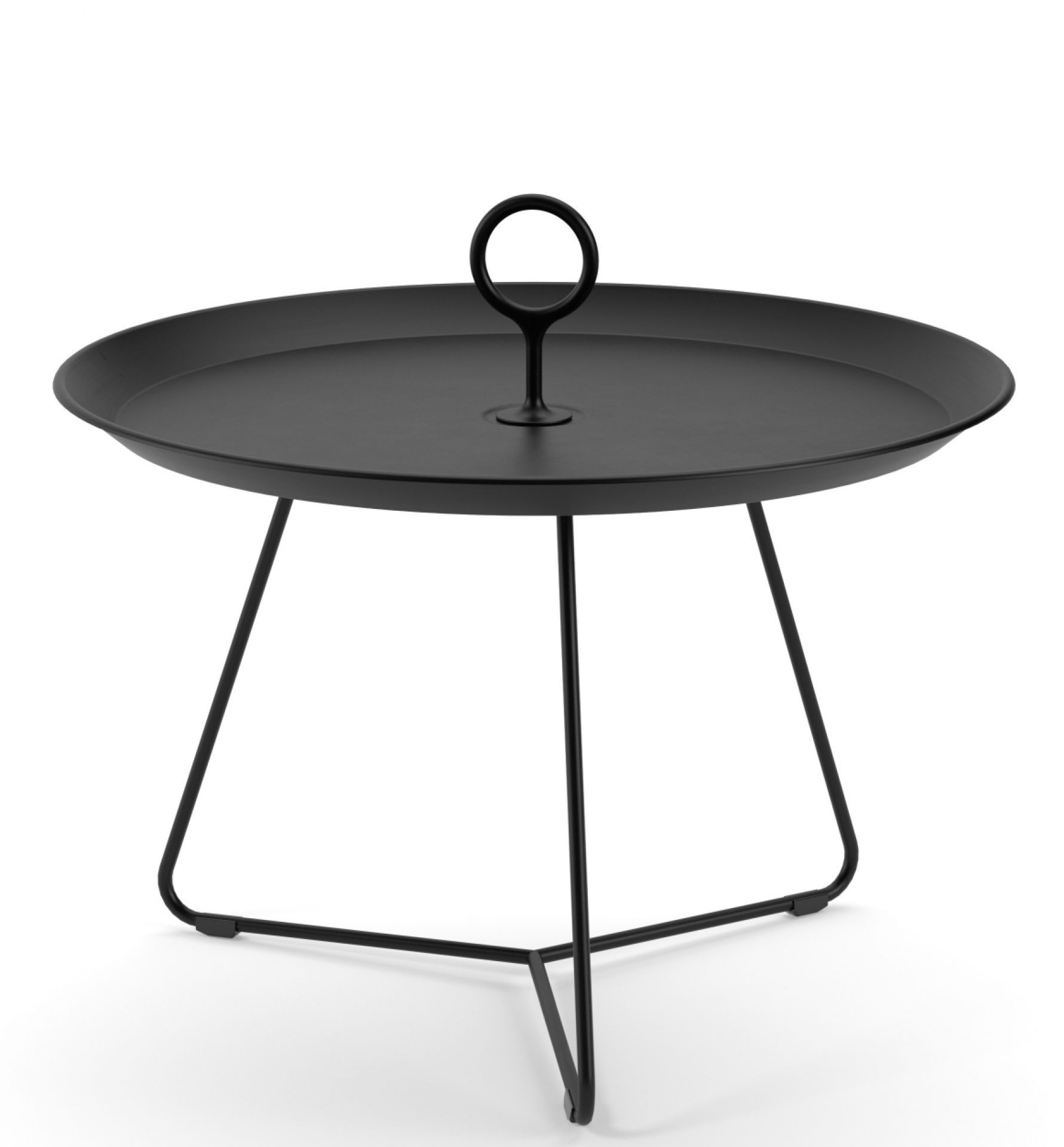 Schwarzer Eyelet Beistelltisch von Houe, ideal für drinnen und draußen, mit praktischem Griff.