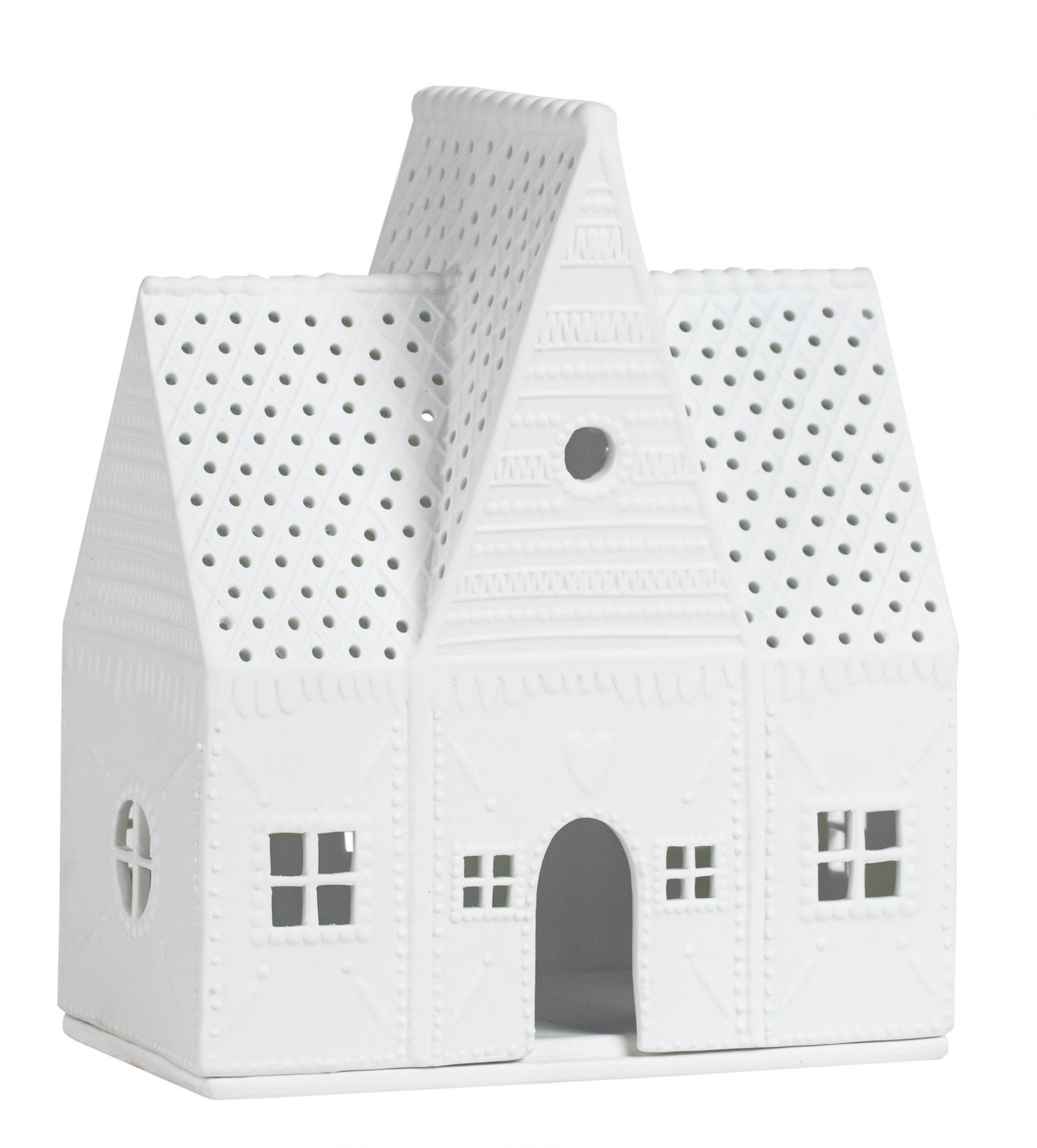 Weißes Lebkuchen Lichthaus von Räder, Keramik Windlicht für stimmungsvolle Weihnachtsdeko.