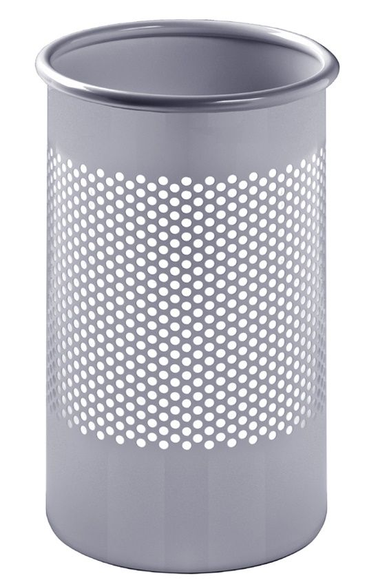 Cribbio Schirmständer/Papierkorb von Rexite, zylinderförmig, grau, mit Lochmuster, ideal für Büro und Zuhause.