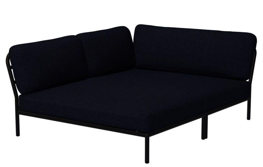 Level 2 Cozy Corner Ecksofa von Houe, Outdoor Lounge Möbel mit dunkelblauem Bezug und Metallgestell.
