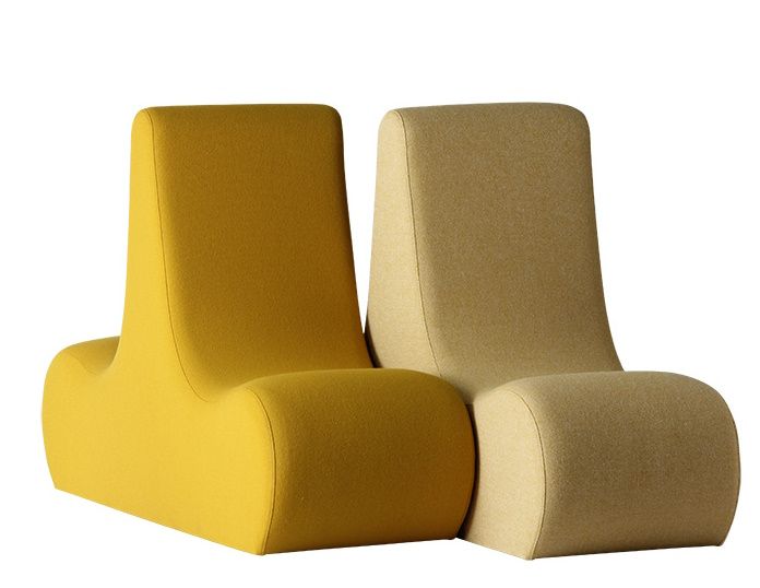 Welle 1 Sofa 2-Sitzer Verpan in Gelb und Beige, modernes modulares Design für Wohnzimmer.