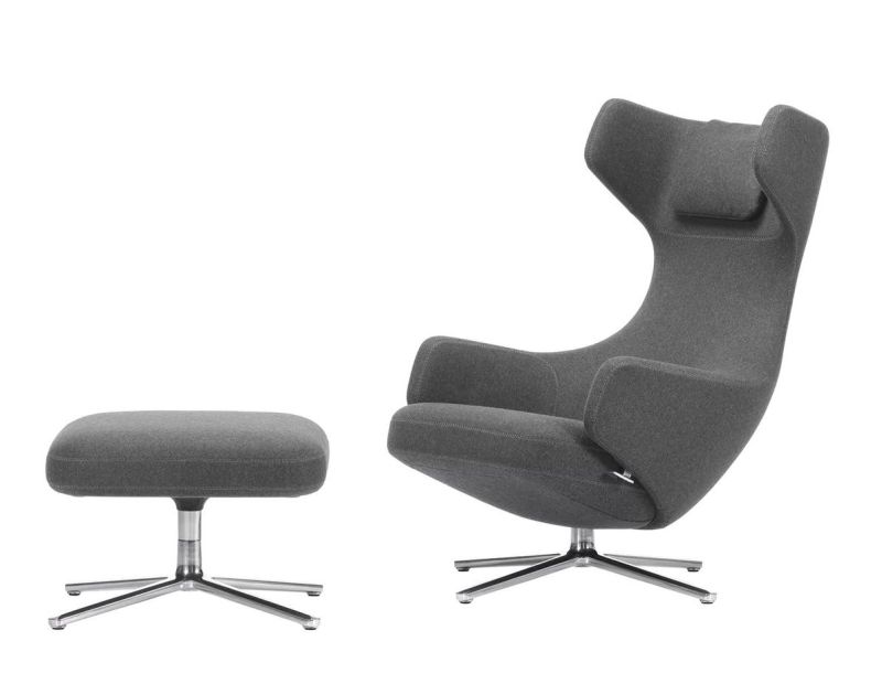 De aanbevolen combinatie van Grand Repos fauteuil en voetenbank: Vitra Classic grijze voetenbank van 40 cm of Panchina GRATIS!