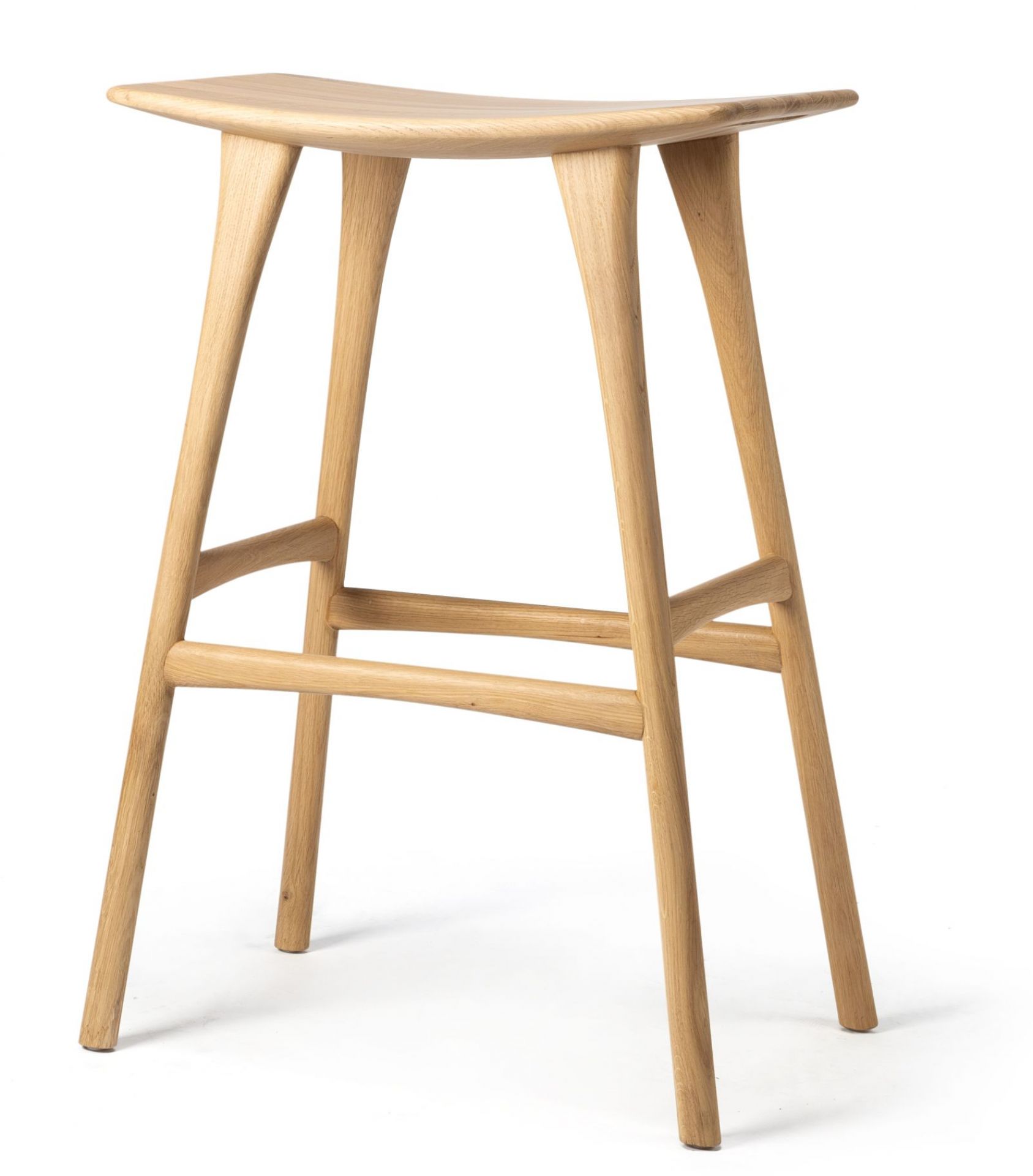 Osso Barhocker aus Eiche von Ethnicraft, ein moderner, heller Holz-Hocker für die Küche.